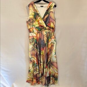 Floryday Elegant Multicolor Sleeveless Chiffon Maxi Dress Tropical Size XL